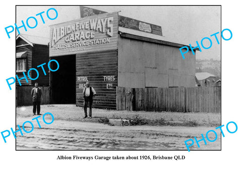 OLD LARGE PHOTO, ALBION FIVE WAYS GARAGE QUEENSLAND, BRISBANE c1926