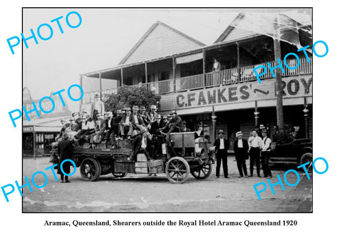 OLD LARGE PHOTO, ARAMAC QUEENSLAND, FAWKES ROYAL HOTEL c1920