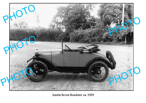 OLD LARGE PHOTO, AUSTIN SEVEN ROADSTER c1929