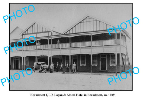 OLD LARGE PHOTO, BEAUDESERT QUEENSLAND, LOGAN & ALBERT HOTEL c1929