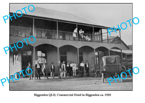 OLD LARGE PHOTO, BIGGENDEN QUEENSLAND, COMMERCIAL HOTEL c1920