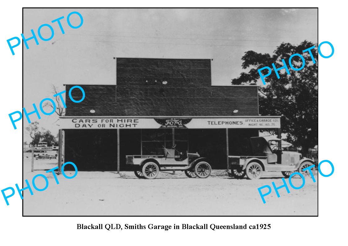 OLD LARGE PHOTO, BLACKALL QUEENSLAND, SMITHS MOTOR GARAGE c1925