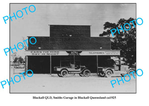 OLD LARGE PHOTO, BLACKALL QUEENSLAND, SMITHS MOTOR GARAGE c1925