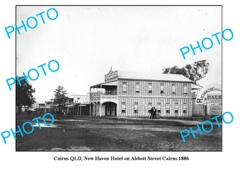 OLD LARGE PHOTO, CAIRNS QUEENSLAND, NEW HAVEN HOTEL ABBOTT St c1886