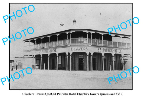 OLD LARGE PHOTO, CHARTERS TOWERS QUEENSLAND, St PATRICKS HOTEL c1910