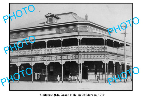 OLD LARGE PHOTO, CHILDERS QUEENSLAND, GRAND HOTEL c1910