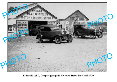 OLD LARGE PHOTO, EIDESVOLD QUEENSLAND, COOPERS GARAGE, MORETON St C1930