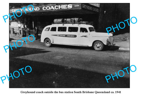 OLD LARGE PHOTO, BRISBANE QUEENSLAND, GREYHOUND COACHES BUS STATION c1941