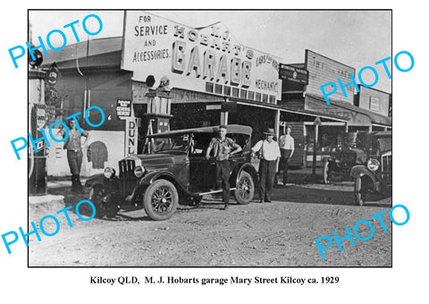 OLD LARGE PHOTO, KILCOY QUEENSLAND, HOBARTS GARAGE MARY St c1929