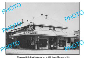 OLD LARGE PHOTO, MOSSMAN QUEENSLAND, LUNNS MOTOR GARAGE, MILL St c1930