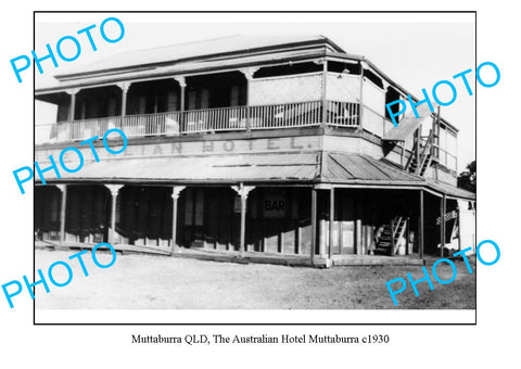 OLD LARGE PHOTO, MUTTABURRA QUEENSLAND, AUSTRALIAN HOTEL c1930