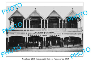 OLD LARGE PHOTO, NAMBOUR QUEENSLAND, HAMILTONS COMMERCIAL HOTEL c1917