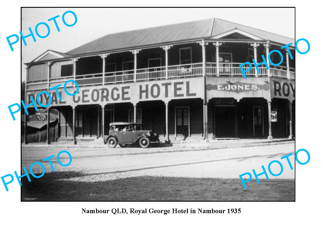 OLD LARGE PHOTO, NAMBOUR QUEENSLAND, ROYAL GEORGE HOTEL c1935
