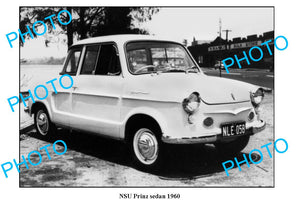 OLD LARGE PHOTO, NSU PRINZ SEDAN CAR c1960