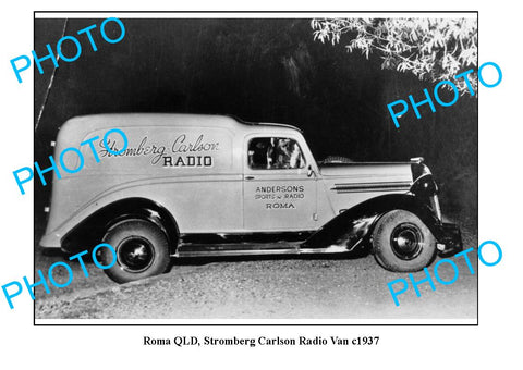 OLD LARGE PHOTO, ROMA QUEENSLAND, STROMBERG CARLSON RADIO VAN c1937