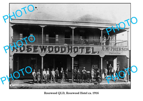 OLD LARGE PHOTO, ROSEWOOD QUEENSLAND, McPHERSONS ROSEWOOD HOTEL c1916