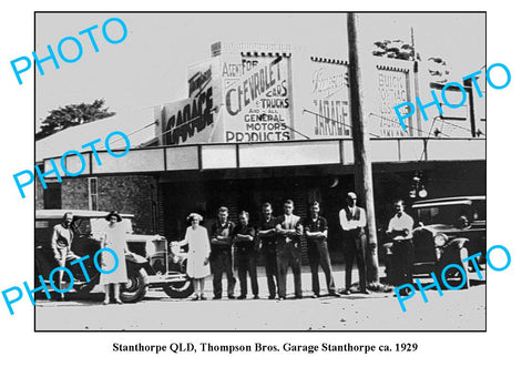 OLD LARGE PHOTO, STANTHORPE QUEENSLAND, THOMPSON BROS. MOTOR GARAGE c1929