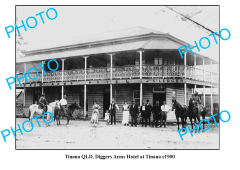 OLD LARGE PHOTO, TINANA QUEENSLAND, DIGGERS ARMS HOTEL c1900