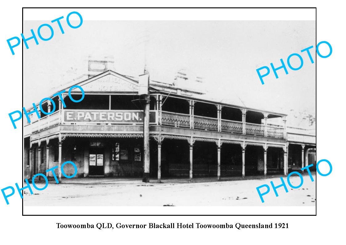 OLD LARGE PHOTO, TOOWOOMBA QUEENSLAND, GOVERNOR BLACKALL HOTEL c1921