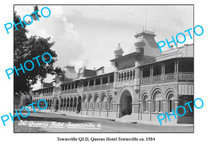 OLD LARGE PHOTO, TOWNSVILLE QUEENSLAND, QUEENS HOTEL c1934