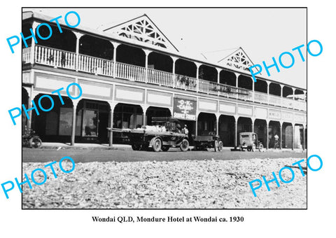 OLD LARGE PHOTO, WONDAI QUEENSLAND, THE MONDURE HOTEL c1930