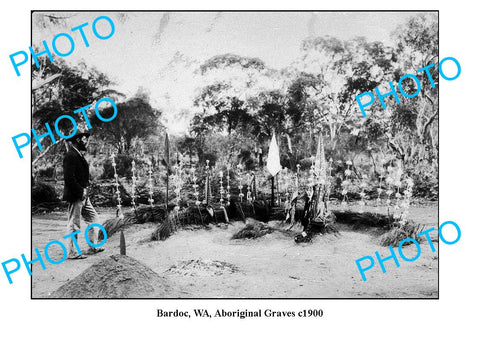 OLD LARGE PHOTO, BARDOC WESTERN AUSTRALIA, ABORGINAL GRAVES c1900