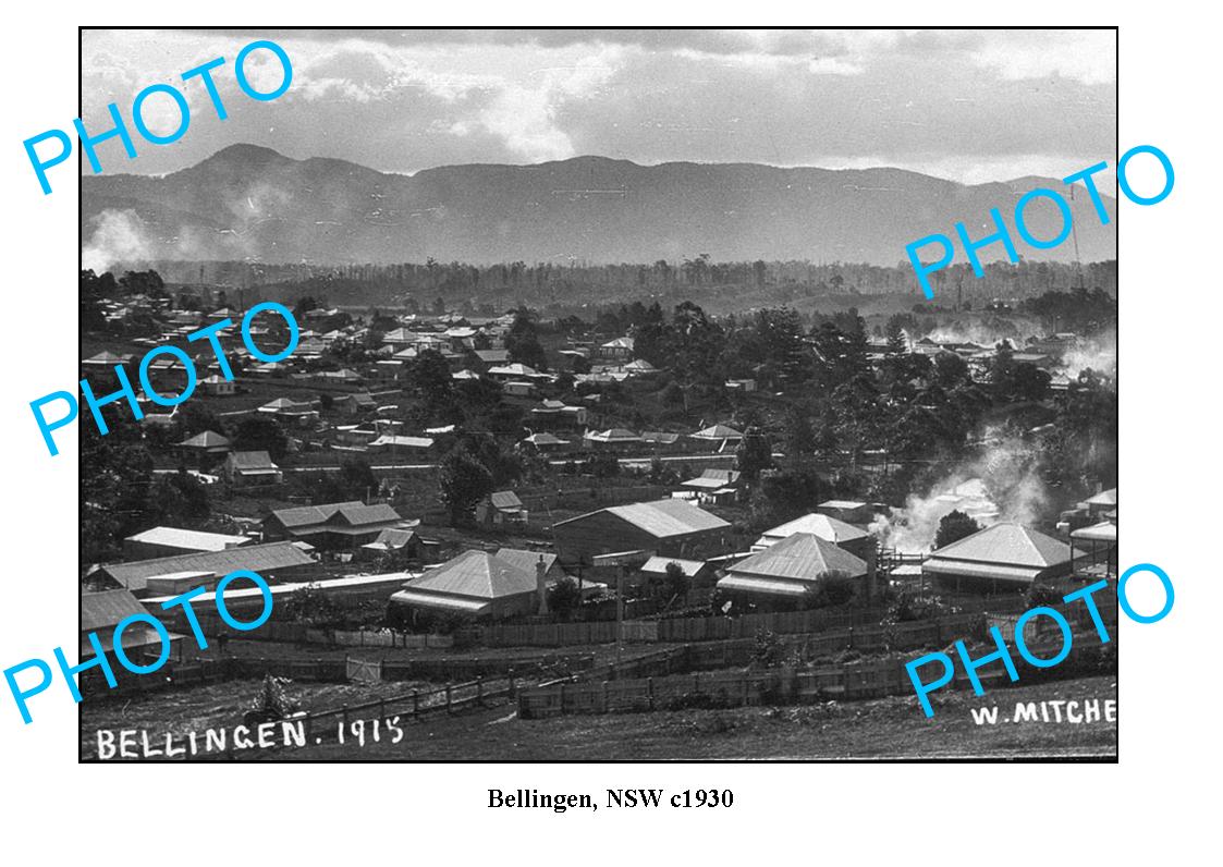 OLD LARGE PHOTO, BELLINGEN NSW, PANORAMA OF TOWN c1915