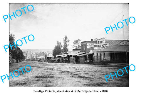 OLD LARGE PHOTO, BENDIGO VICTORIA, RIFEL BRIGADE HOTEL c1880