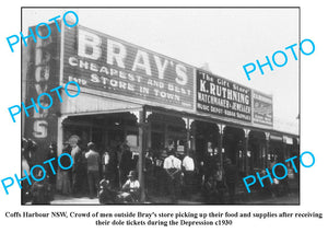 OLD LARGE PHOTO, COFFS HARBOUR NSW, BRAYS GENERAL STORE c1930