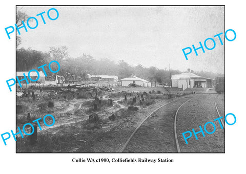 OLD LARGE PHOTO, COLLIE WESTERN AUSTRALIA, COLLIEFIELDS RAILWAY STATION c1900