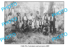 OLD LARGE PHOTO, COLLIE WESTERN AUSTRALIA, GROUP OF COAL MINERS c1895