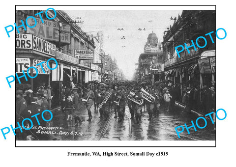 OLD LARGE PHOTO, FREMANTLE WESTERN AUSTRALIA, HIGH STREET SOMALI DAY c1919