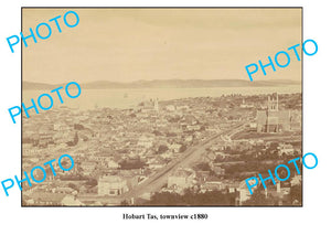 OLD LARGE PHOTO, HOBART TASMANIA, PANORAMA OF TOWN c1880