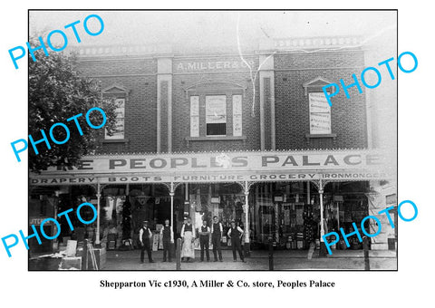 OLD LARGE PHOTO, SHEPPARTON VICTORIA, MILLERS GENERAL STORE c1930