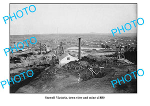 OLD LARGE PHOTO, STAWELL VICTORIA, PANORAMA OF TOWN  AND MINE c1880 2