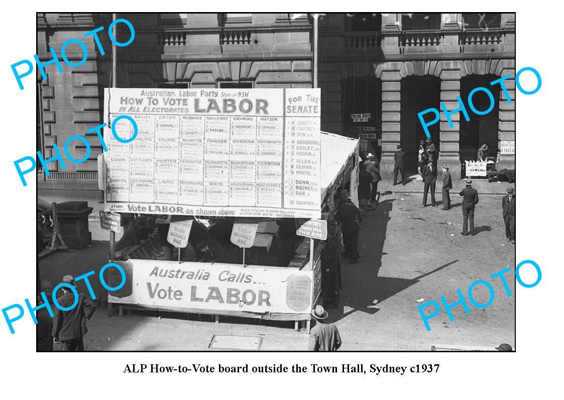 OLD LARGE PHOTO, AUSTRALIAN LABOR PARTY ALP, HOW TO VOTE 1937 ELECTION