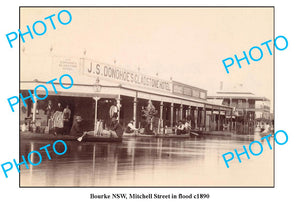 OLD LARGE PHOTO, BOURKE NSW, MITCHELL STREET IN FLOOD c1890