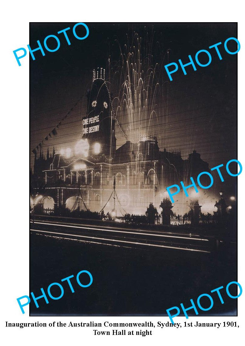 OLD LARGE PHOTO, INAUGURATION OF AUSTRALIAN COMMONWEALTH, SYDNEY TOWN HALL c1901