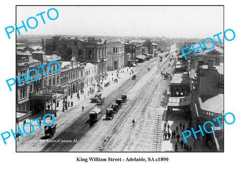 OLD LARGE PHOTO, KING WILLIAM STREET, ADELAIDE SOUTH AUSTRALIA, c1890