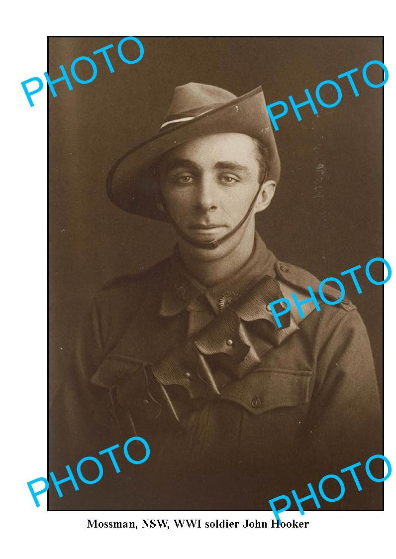 OLD LARGE PHOTO, WWI ANZAC SOLDIER, JOHN HOOKER FROM MOSSMAN NSW