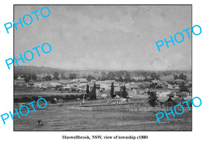 OLD LARGE PHOTO, MUSWELLBROOK NSW, PANORAMA OF TOWNSHIP c1880 1