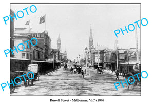 OLD LARGE PHOTO, RUSSELL STREET, MELBOURNE VICTORIA c1890