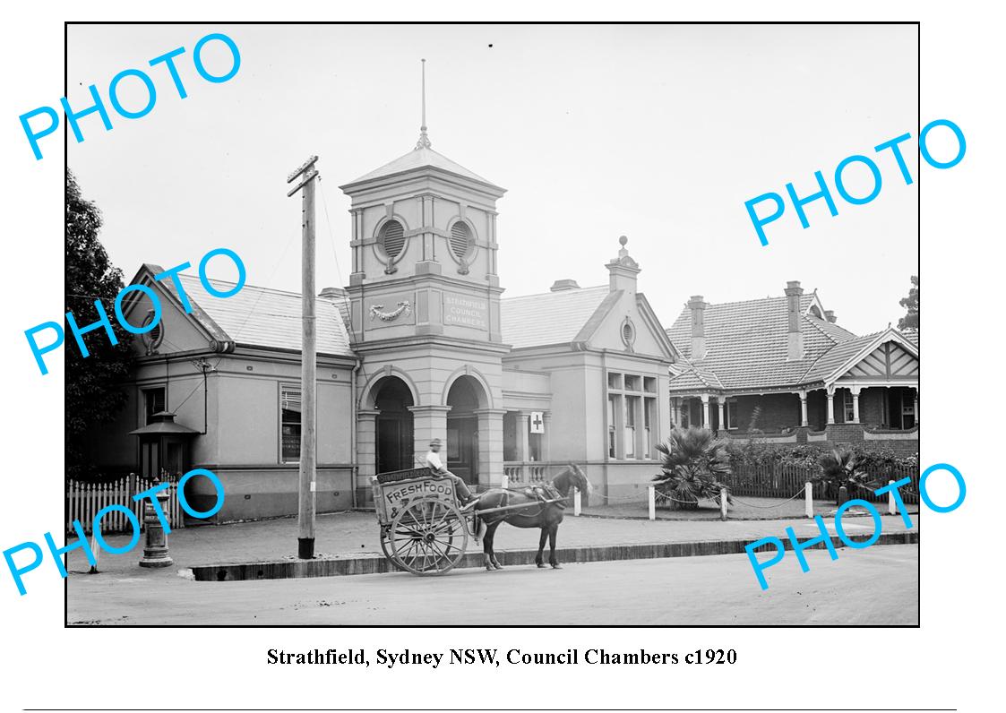 OLD LARGE PHOTO, STRATHFIELD, SYDNEY NSW, COUNCIL CHAMBERS BUILDING c1920