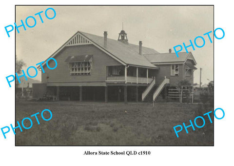 OLD LARGE PHOTO, ALLORA STATE SCHOOL BUILDING c1910 QUEENSLAND