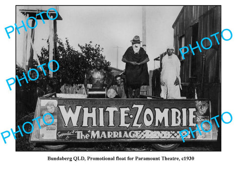 OLD LARGE PHOTO, BUNDABERG QLD, PROMOTIONAL FLOAT FOR THEATRE, WHITE ZOMBIE 1930