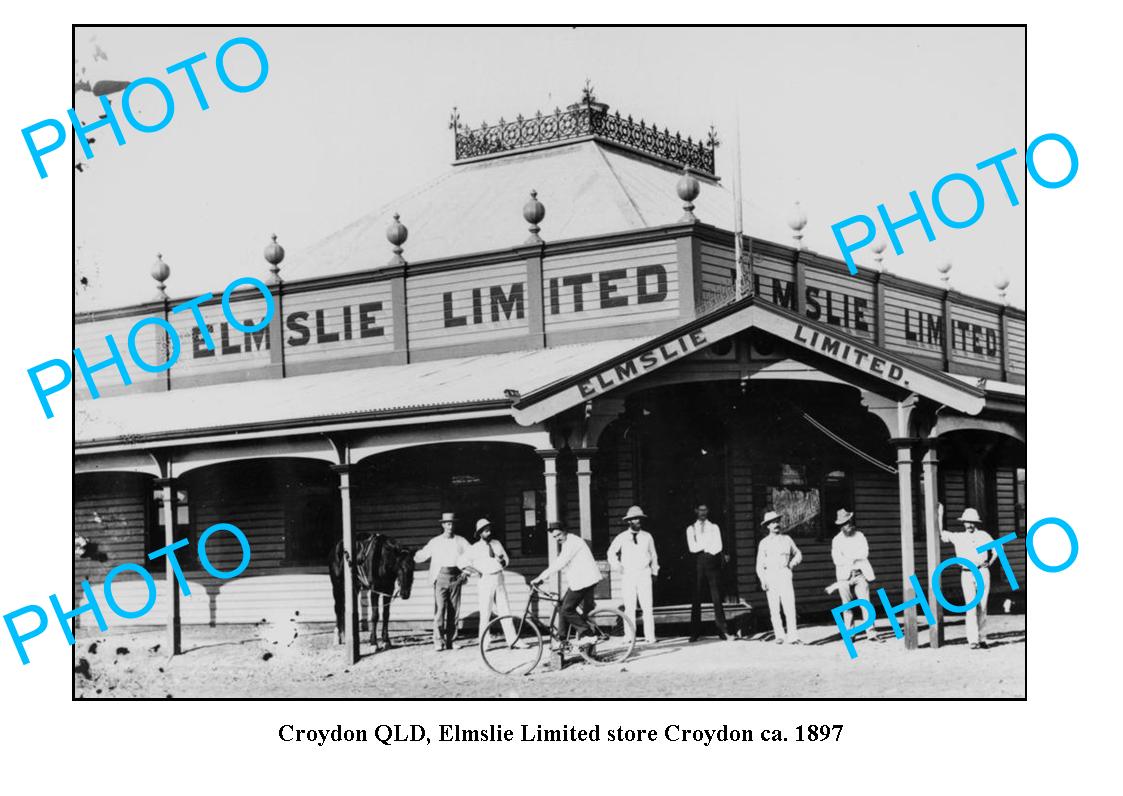 OLD LARGE PHOTO, CROYDON QUEENSLAND, ELMSLIE STORE BUILDING c1897