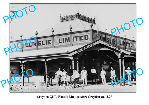 OLD LARGE PHOTO, CROYDON QUEENSLAND, ELMSLIE STORE BUILDING c1897