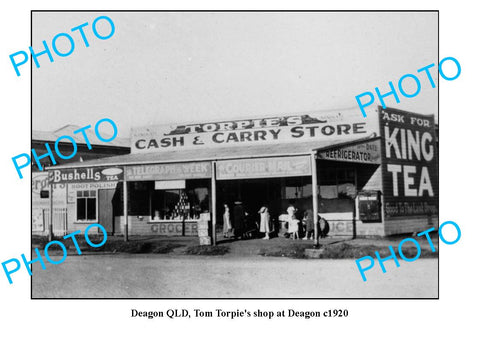 OLD LARGE PHOTO, DEAGON QUEENSLAND, TORPIES CASH & CARRY STORE c1920