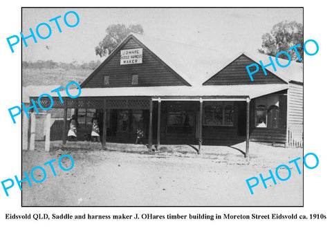 OLD LARGE PHOTO, EIDSVOLD QLD, O'HARE SADDLE MAKERS STORE, MORETON St c1910