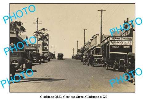 OLD LARGE PHOTO, GLADSTONE QUEENSLAND, VIEW OF GONDOON STREET c1930